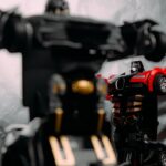 black and red robot toy