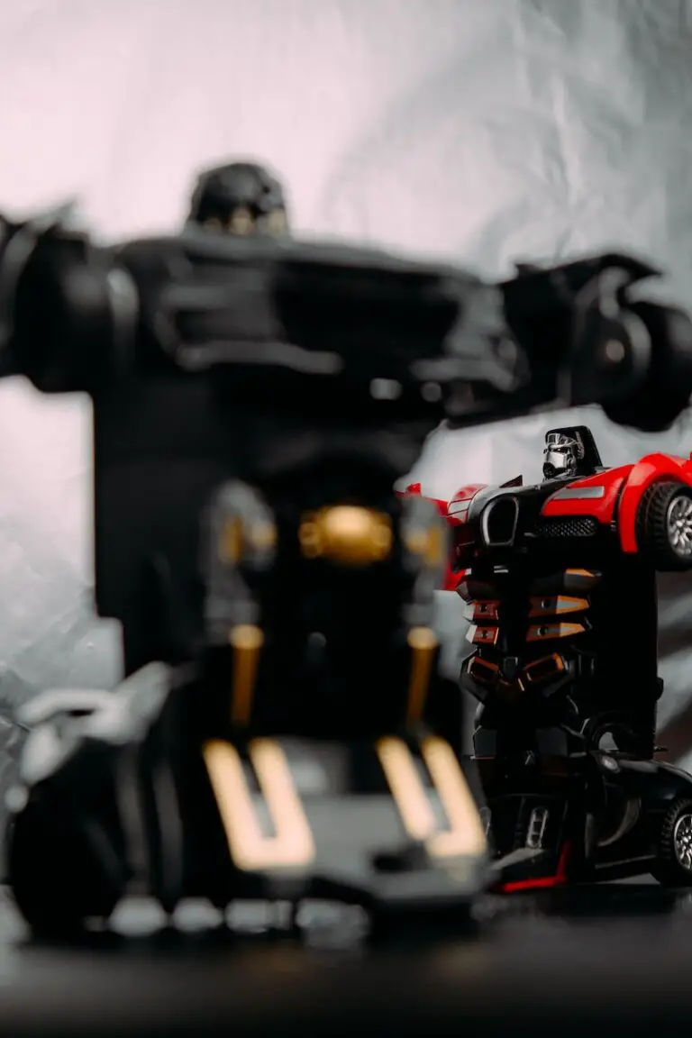 black and red robot toy